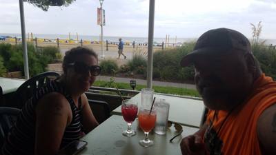 Lunch break from class beach front with beautiful since she's staying an extra day.