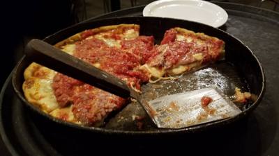 Finishing the night at Lou Malnatis.  Fantastic pizza day.