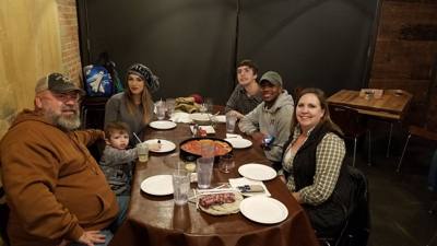 Finishing the night at Lou Malnatis.  Fantastic pizza day.