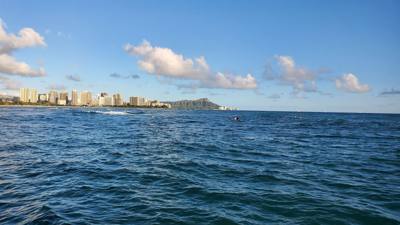 Sunset Cruise before dinner. Great way to end the day. Had some good whale watching and got to see Diamond Head from the