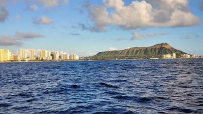 Sunset Cruise before dinner. Great way to end the day. Had some good whale watching and got to see Diamond Head from the