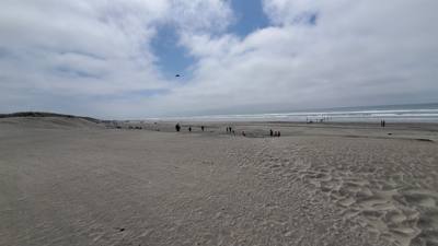 Interesting stop.  This beach has a ship under it with parts poking out.  Oh yeah, it's like 52 degrees and Oregonians a