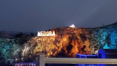 Medora Musical tonight.  Gotta love the backdrop behind all of this.  What a fantastic venue!  Avery is having fun.
