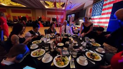 Julie, Linnea, Avery and I had a great time at the Oscar Mike Ball in Chicago last night having it with our buddy Tim.  