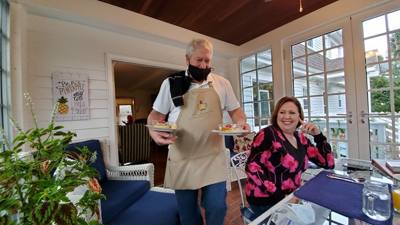 First meal at the bed & breakfast in Odessa, DE.  Super delicious!  Ready to take on the day.  This super sweet couple (