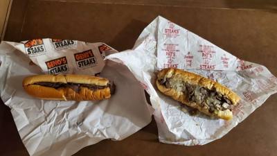 ITS TIME!  Let's do this!  Phily Cheesesteak battle royale...

My opinion:  Between these two I enjoyed the Geno's best.