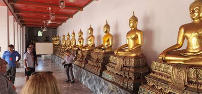 Wat Pho Temple today was both beautiful and educational.  Also known as the Temple of the Reclining Buddha.  Was built i