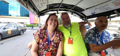 After the trip by boat in the canal was the trip by tuk tuk.  Cars and motorcycles get so close lol.  Keep your arms ins