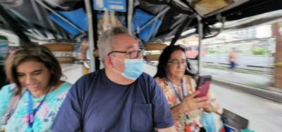 After the trip by boat in the canal was the trip by tuk tuk.  Cars and motorcycles get so close lol.  Keep your arms ins