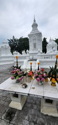 Reliquaries of Northern Thai Royalty. Tour guide Udom explained the sticks against the tree and other things. I sugges