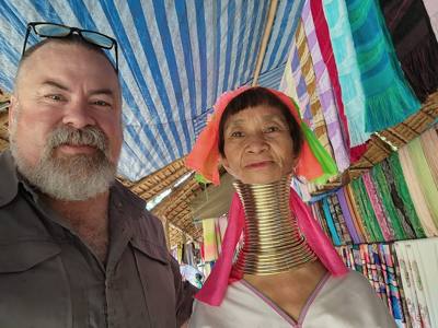 Got to experience the Padong people of Thailand this afternoon. Also known as the Long Neck Karan people. Our tour gui