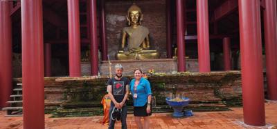 A quick stop on the way back to the resort at another Temple and to see some teak wood.