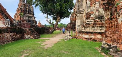 We've gone from the pretty modern temples to the ancient ones.  Losing wars means your temples get destroyed.  The heads