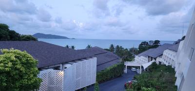 Our hotel in Phuket isn't on the ocean but we have a pretty good view of the ocean from our balcony.