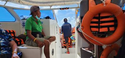 On the speed boat to Phi Phi Island for snorkeling,, monkeys, beach leisure and to see the beach from the movie The Beac
