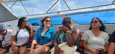 On the speed boat to Phi Phi Island for snorkeling,, monkeys, beach leisure and to see the beach from the movie The Beac