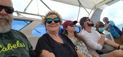 On the speed boat to Phi Phi Island for snorkeling,, monkeys, beach leisure and to see the beach from the movie The Beac