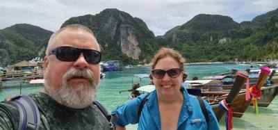 We stopped at Phi Phi Don for lunch.  Great chicken.  Interesting flavors. Then walked around for a bit and got grounded