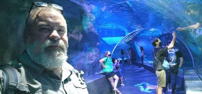 After our jaunt to Bangkok Harley Davidson we took
the BTS Skytrain down to Siam Station and went to the Sea Life aquari