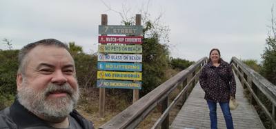 Julie says "It's not beach weather but it's not -3 degrees so...". Had to get up close and friendly with the Atlantic wh