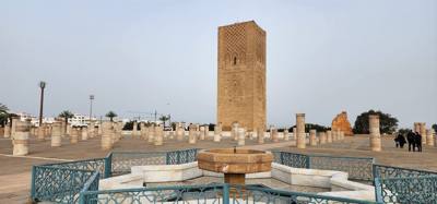 Got to see some ruins of the Hassan mosque.  Lots of mosaics in the fountains.  The opera house across the street is pur