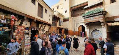 Shopping and lunch in the Fes Medina market. Super crowded. A few high pressure sales folks. Lots to look at. Julie a