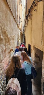 Shopping and lunch in the Fes Medina market. Super crowded. A few high pressure sales folks. Lots to look at. Julie a