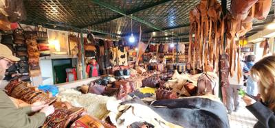 Shopping and lunch in the Fes Medina market. Super crowded. A few high pressure sales folks. Lots to look at. Julie a