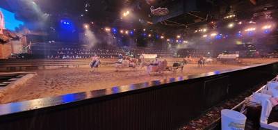 Ended the last night in the Ozarks/Branson at Dolly's Stampede.  Front row seats right by the action too.  Don't be jell