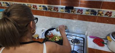 Ended the evening with a home cooked meal. Julie helped cook it. We went to what our interpreter in this place called