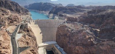 Pat Tillman Memorial Bridge on the way down the hill to the Hoover Dam. Second tallest bridge in the US. The Royal Gor