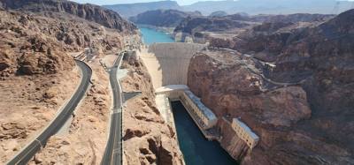 Pat Tillman Memorial Bridge on the way down the hill to the Hoover Dam. Second tallest bridge in the US. The Royal Gor