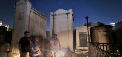 We took a night time tour of St Louis Cemetery No 1.  Pretty creepy and interesting.  The big pyramid is actually Nichol