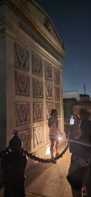 We took a night time tour of St Louis Cemetery No 1.  Pretty creepy and interesting.  The big pyramid is actually Nichol