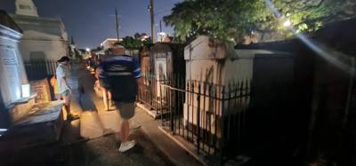 We took a night time tour of St Louis Cemetery No 1.  Pretty creepy and interesting.  The big pyramid is actually Nichol