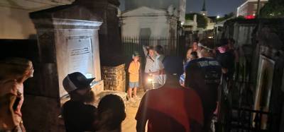 We took a night time tour of St Louis Cemetery No 1.  Pretty creepy and interesting.  The big pyramid is actually Nichol