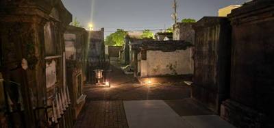 We took a night time tour of St Louis Cemetery No 1.  Pretty creepy and interesting.  The big pyramid is actually Nichol