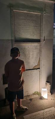 We took a night time tour of St Louis Cemetery No 1.  Pretty creepy and interesting.  The big pyramid is actually Nichol