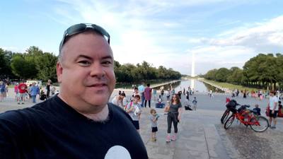 Washington Monument.  It's interesting to see the different colors showing the different 'layers' of this thing.  Very c