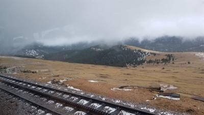 We took a train up to the summit of Pike's Peak in Colorado.  At the base...sunny and relatively warm.  At the  summit? 