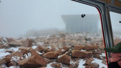We took a train up to the summit of Pike's Peak in Colorado.  At the base...sunny and relatively warm.  At the  summit? 