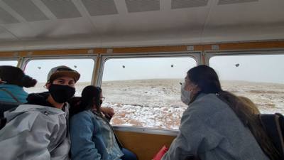 We took a train up to the summit of Pike's Peak in Colorado.  At the base...sunny and relatively warm.  At the  summit? 