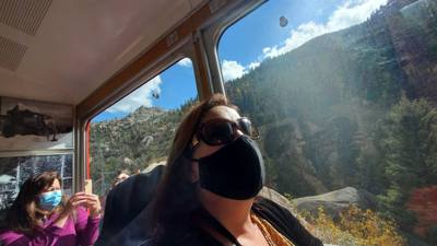 We took a train up to the summit of Pike's Peak in Colorado.  At the base...sunny and relatively warm.  At the  summit? 