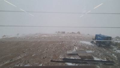 We took a train up to the summit of Pike's Peak in Colorado.  At the base...sunny and relatively warm.  At the  summit? 