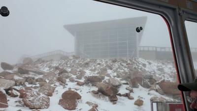 We took a train up to the summit of Pike's Peak in Colorado.  At the base...sunny and relatively warm.  At the  summit? 